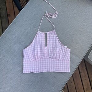 Hollister Light Pink Gingham Halter Tank Top